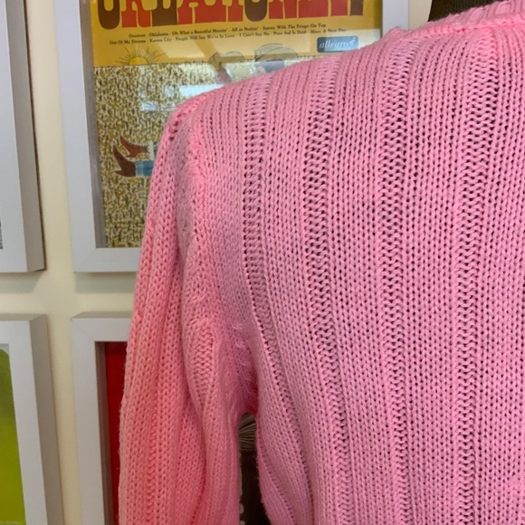 Vintage 80s Pink Cable Knit Sweater - Picture 4 of 9